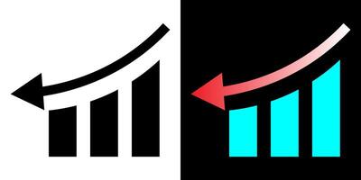 Decreasing bar graph symbol. Declining bar graph icon. Decreased graph illustration. vector