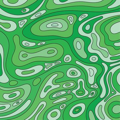 green background with black line and abstract doodle