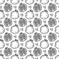 Pattern of pomegranate fruits and pomegranate halves. graphic pattern on a white background in graphic style. For packaging design of products and cosmetics, textiles, wallpaper, wrapping paper vector