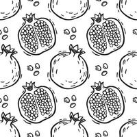 Pattern of pomegranate fruits and pomegranate halves. graphic pattern on a white background in graphic style. For packaging design of products and cosmetics, textiles, wallpaper, wrapping paper vector