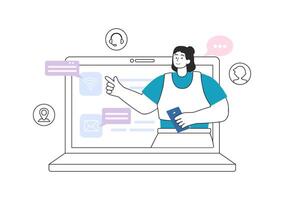 Intranet Internet Network Connection Technology Illustration to Share Confidential Company Information and Website in Flat Cartoon Background vector