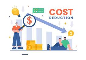 Cost Reduction Illustration depicting Decrease, Price Minimization, or Falling Profit Rates in Business, in a Flat Style Cartoon Background vector