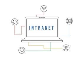 Intranet Internet Network Connection Technology Illustration to Share Confidential Company Information and Website in Flat Cartoon Background vector
