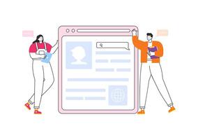 Intranet Internet Network Connection Technology Illustration to Share Confidential Company Information and Website in Flat Cartoon Background vector