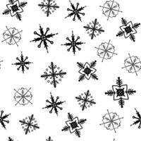 Simple Christmas seamless pattern with geometric motifs. Deer, inscriptions, gnomes, snowflakes. Collection of textiles in retro style, minimalism. Contour on a white background vector