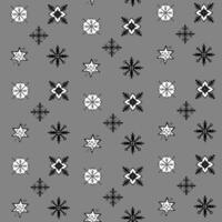 Simple Christmas seamless pattern with geometric motifs. Deer, inscriptions, gnomes, snowflakes. Collection of textiles in retro style, minimalism. Contour on a white background vector