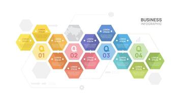 Infographic hexagon diagram 12 steps template for business, presentation infographics. vector