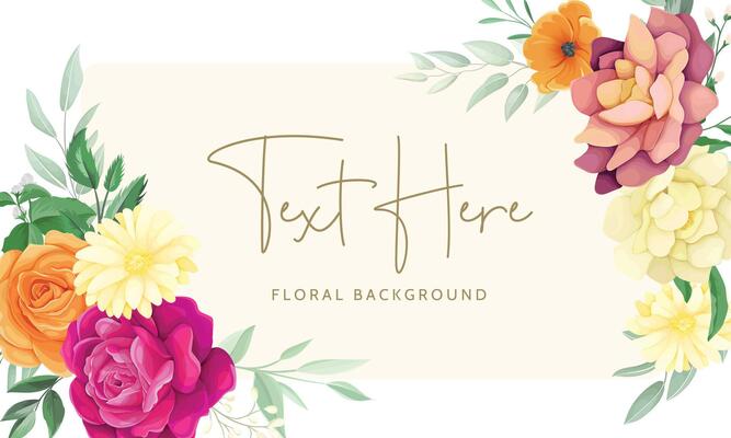 beautiful rose flower and greenery leaves floral background