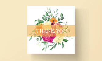 wedding invitation with beautiful colorful flowers vector
