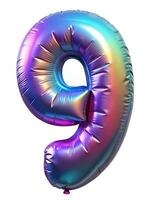 Front view letter and number made with foil holographic birthday balloon photo