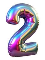 Front view letter and number made with foil holographic birthday balloon photo