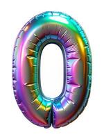 Front view letter and number made with foil holographic birthday balloon photo