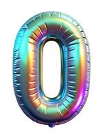 Front view letter and number made with foil holographic birthday balloon photo