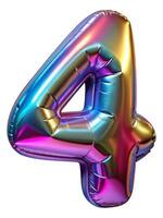 Front view letter and number made with foil holographic birthday balloon photo
