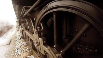 Historical Steam Engine Train locomotive Driving on railroad tracks video