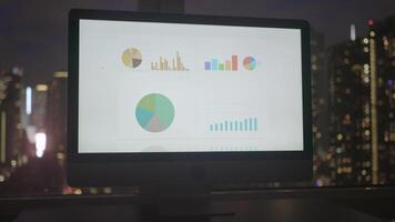 Analyzing Corporate Business Finance Data Charts on Computer Screen Display video