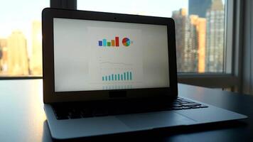 Analyzing Corporate Business Finance Data Charts on Computer Screen Display video
