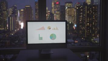 Analyzing Corporate Business Finance Data Charts on Computer Screen Display video
