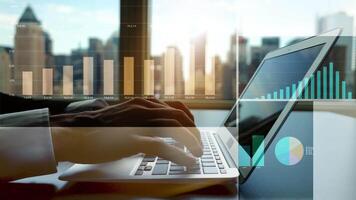 Analyzing Corporate Business Finance Data Charts on Computer Screen Display video