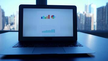 Analyzing Corporate Business Finance Data Charts on Computer Screen Display video