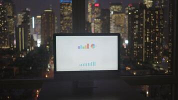Analyzing Corporate Business Finance Data Charts on Computer Screen Display video