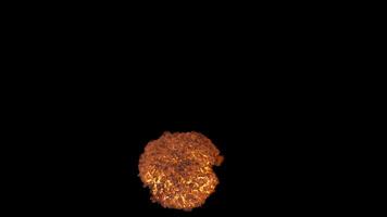 Fiery explosion isolated on black background with alpha channel video