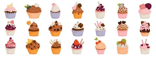 A collection of ice cream cones and other desserts vector