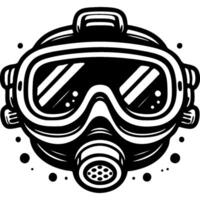 Protective breathing mask in monochrome. Chemical protection uniform. Simple minimalistic in black and white drawing on white background vector