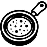 Lush pancake fried in a frying pan in monochrome. Simple minimalistic in black ink drawing on white background vector