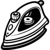 Electric iron in monochrome. Simple minimalistic in black ink drawing on white background vector