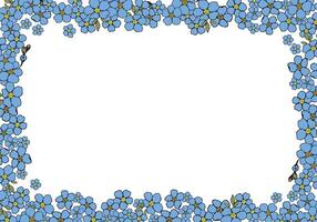 A blue frame with flowers for card or invite. Spring forget me not floral background vector
