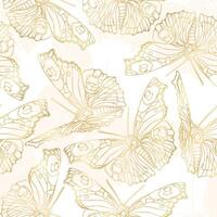 Butterfly seamless pattern Golden foil vector