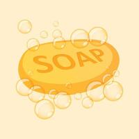 Bar of soap with foam icon in flat style. Cosmetic product for hygienic illustration on isolated background. Toiletries sign business concept. vector