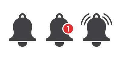 Notification bell icon set in flat style. Incoming inbox message illustration on isolated background. Ringing bell sign business concept. vector