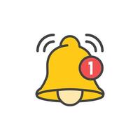 Notification bell icon in flat style. Incoming inbox message illustration on isolated background. Ringing bell sign business concept. vector