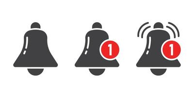 Notification bells icon set in flat style. Incoming inbox message illustration on isolated background. Ringing bell sign business concept. vector