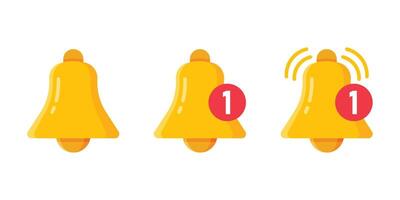 Notification bells icon set in flat style. Incoming inbox message illustration on isolated background. Ringing bell sign business concept. vector