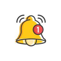 Notification bell icon in flat style. Incoming inbox message illustration on isolated background. Ringing bell sign business concept. vector