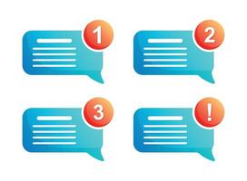New message icon set in flat style. Incoming inbox email illustration on isolated background. Bubble notification sign business concept. vector