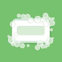 Bar of soap with foam icon in flat style. Cosmetic product for hygienic illustration on isolated background. Toiletries sign business concept. vector