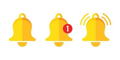Notification bell icon set in flat style. Incoming inbox message illustration on isolated background. Ringing bell sign business concept. vector