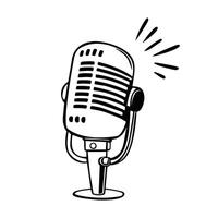 Old retro microphone symbol black and white on a white background. vector