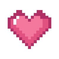 Pixel heart icon isolated on white background. 8 bit illustration. vector