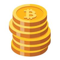 Bitcoin gold coin. Bitcoin cryptocurrency symbol isolated on white background. vector
