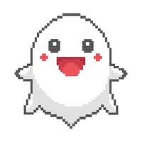 Pixel ghost isolated on white background. 8 bit pixel art illustration. vector