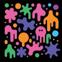 Abstract shapes sticker pack. Groovy funky flower, bubble, star, loop, waves in trendy retro 90s 00s cartoon style. illustration with design elements. vector