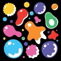 Abstract shapes sticker pack. Groovy funky flower, bubble, star, loop, waves in trendy retro 90s 00s cartoon style. illustration with design elements. vector
