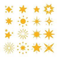 Set of star shapes. Yellow sparkles set. Templates for design, posters, projects, banners, logo, and business cards vector