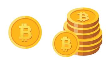 Bitcoin gold coin. Bitcoin cryptocurrency symbol isolated on white background. vector