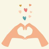 Hands and fingers made in the shape of hearts vector